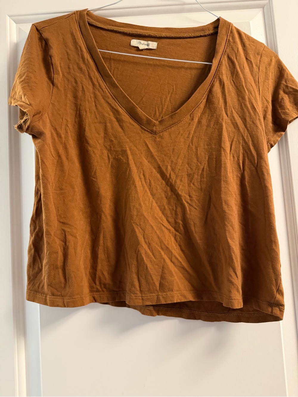 Madewell Short-Sleeve V-Neck Tee in Rust